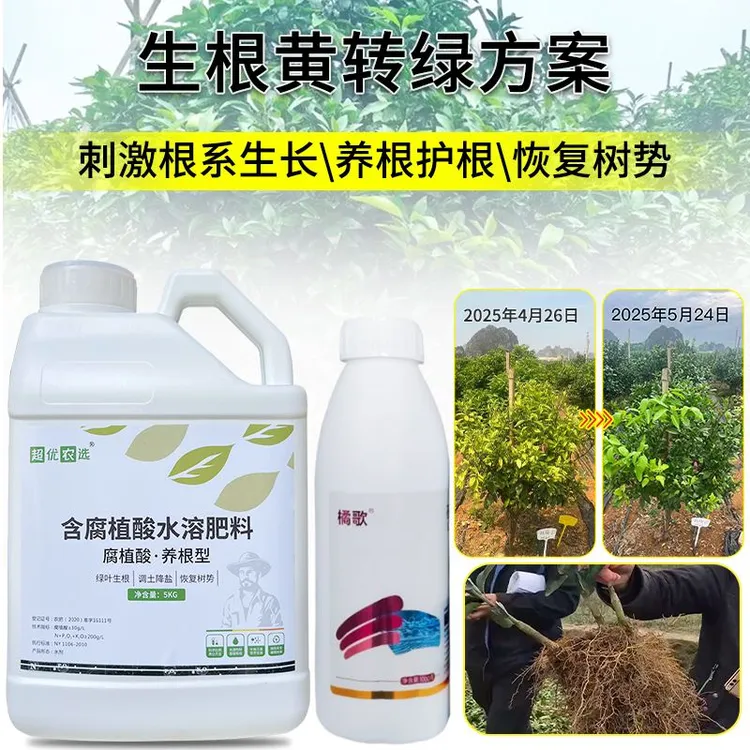 超优农选果树柑橘生根黄转绿方案绿叶生根爆根调土含腐植酸水溶肥
