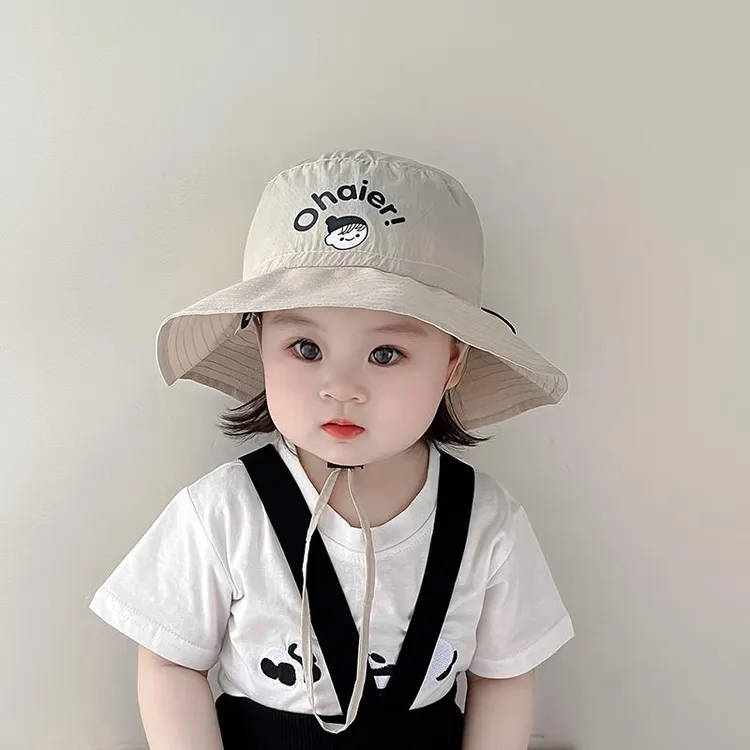 宝宝帽子夏季速干遮阳儿童渔夫帽可调节大檐防晒男女童薄款太阳帽