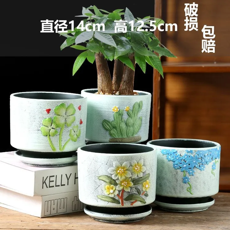 小花盆绿植多肉绿萝花卉办公阳台陶瓷简约创意家用盆栽