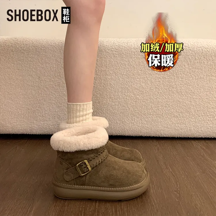 达芙妮旗下鞋柜加厚保暖雪地靴女2025新款冬季厚底加绒复古棉鞋女