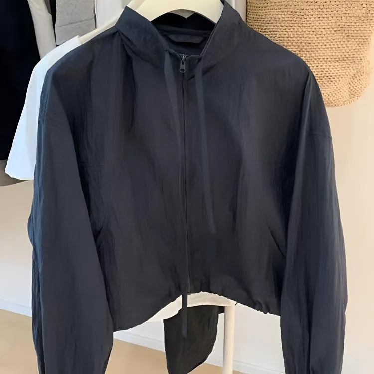 设计感薄款外套开衫女春夏季新款宽松显瘦立领防晒衣高级感短上衣