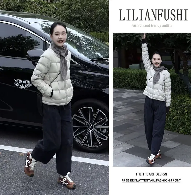 【现货】秋冬搭2025新款韩版时尚百搭长袖棉服外套显瘦阔腿裤两件套