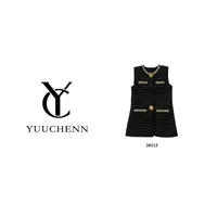 YUUCHENN 时尚轻奢黑金休闲小香风马甲针织女士编织 28313