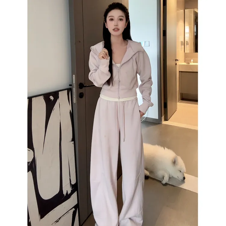 2025秋冬新款休闲运动套装女开衫卫衣外套女直筒休闲卫裤两件套装