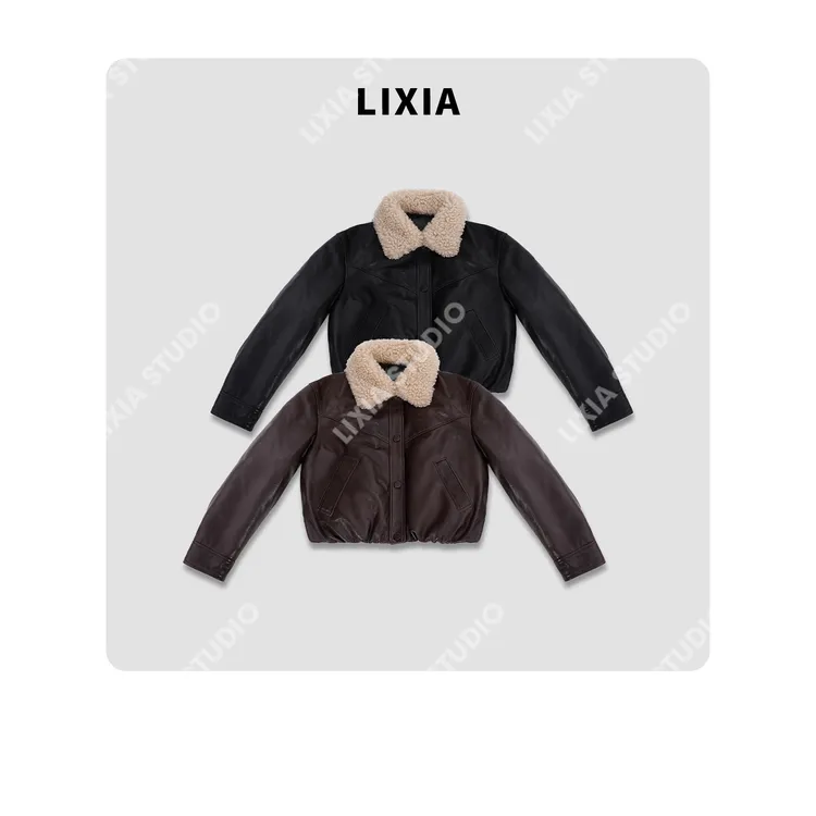 LIXIA【冬日计划】休闲极简风加厚超保暖鹅绒皮衣-D9931