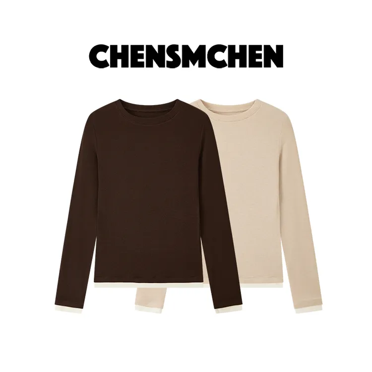 CHENSMCHEN 简约时尚纯色百搭针织衫女休闲显瘦打底衫CST8531TT