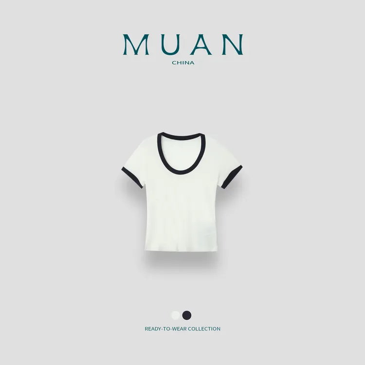 木岸MUAN：《苏打T》定制U领宽松简约打底高级百搭T恤上衣女DG3-8997