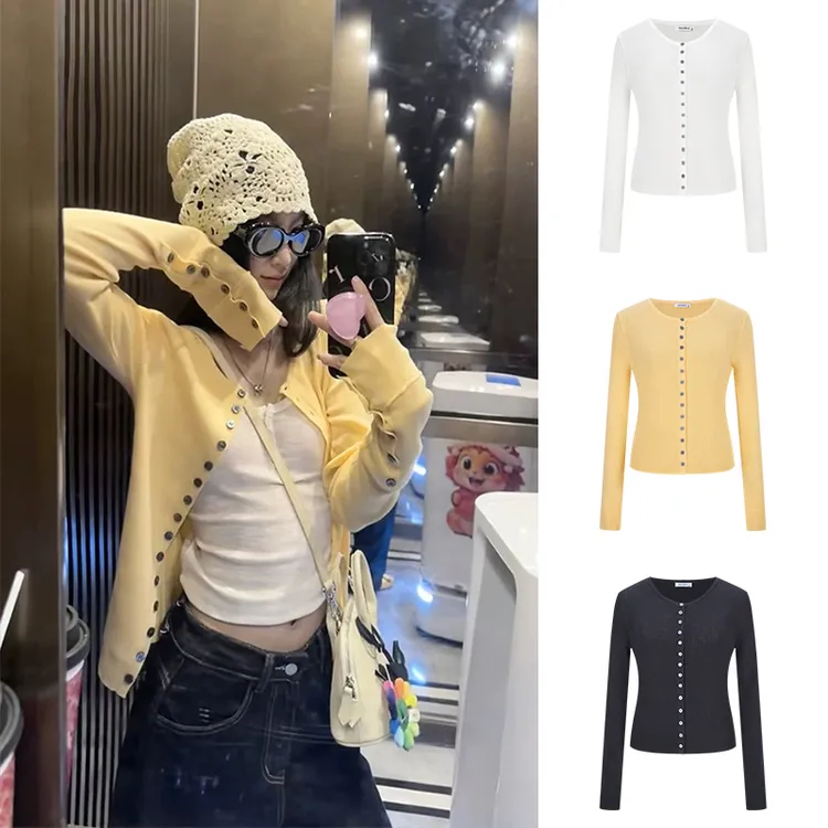 Moses Queen/魔西女王温柔风简约时尚早春款修身显瘦针织开衫上衣