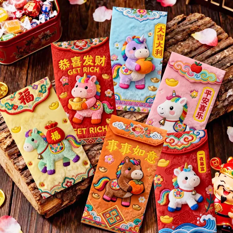 2026新年春节红包创意红包新春压岁钱红包马年红包马生肖仿布