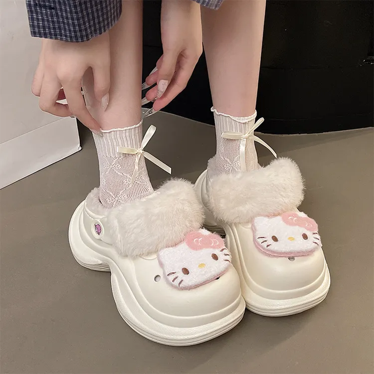 2025秋冬新款可爱猫头包头女增高防滑居家室内外穿加绒冬日穿搭