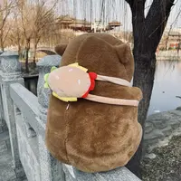 可爱汉堡卡皮巴拉毛绒玩具40厘米（手工制作误差2-3厘米）