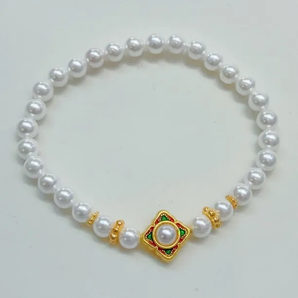 合金仿珍珠手链 施家深海贝珠珍珠手串叠戴百搭手饰古风送女友礼