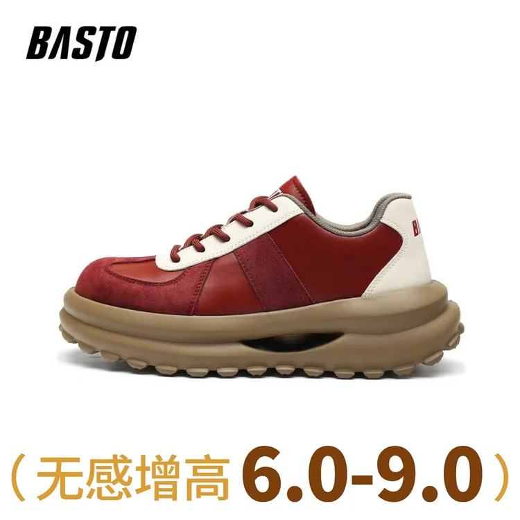 百思图春季新款增高6-9cm板鞋厚底春透气软底软面男士女士情侣鞋商品图