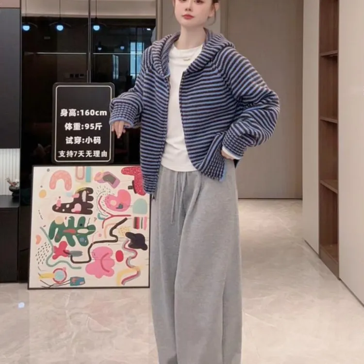 显瘦女装连帽简约韩版慵懒风时尚休闲风开衫秋季宽松