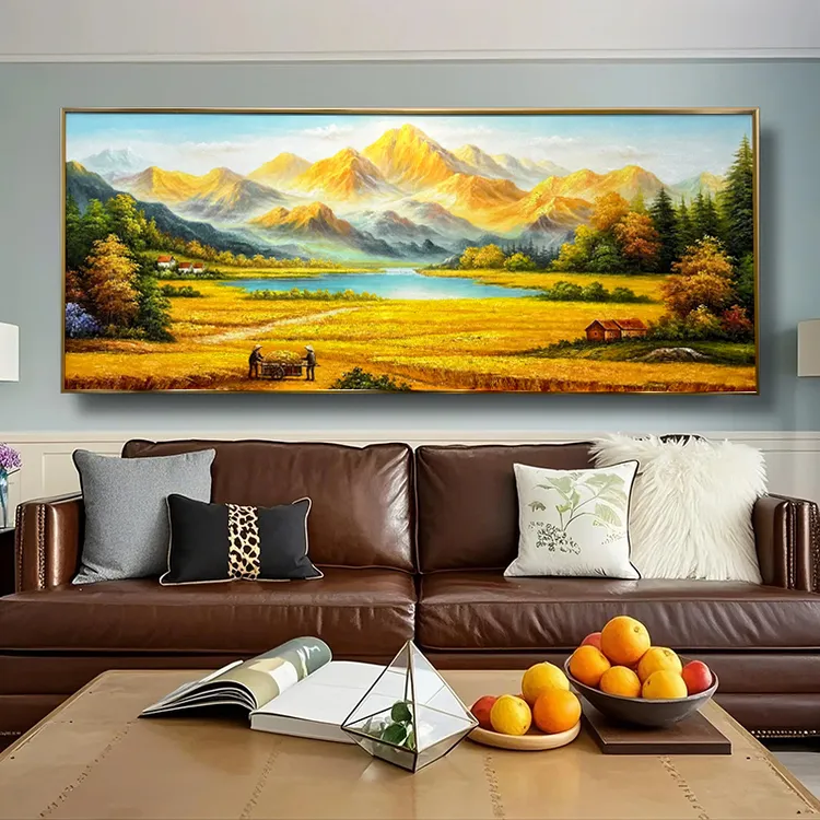 《金山聚宝·丰收图》高级感客厅沙发办公室背景墙装饰油画风景画