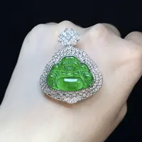 【上旭珠宝】天然翡翠A货满绿佛公吊坠新A006 多样性发一件