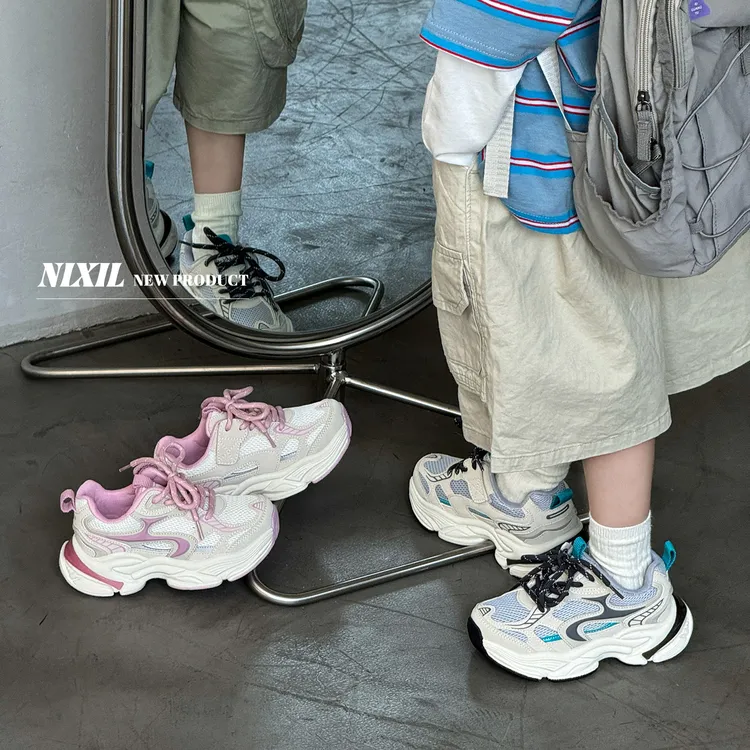 儿童老爹鞋2025年秋季新款童鞋时尚潮流网面透气男女童运动鞋