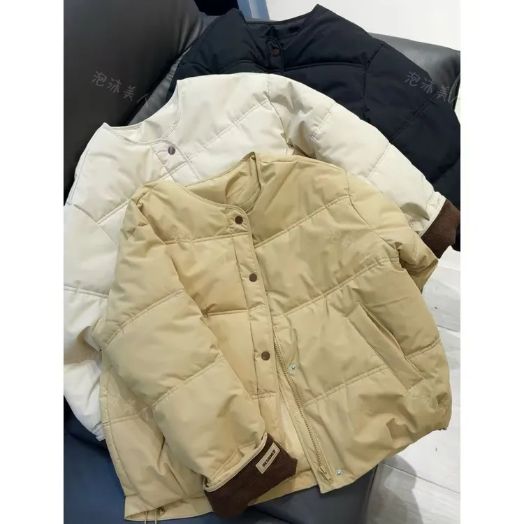 【小土豆棉服】韩版2025冬季女新款圆领保暖时尚外套棉衣秋冬60-64