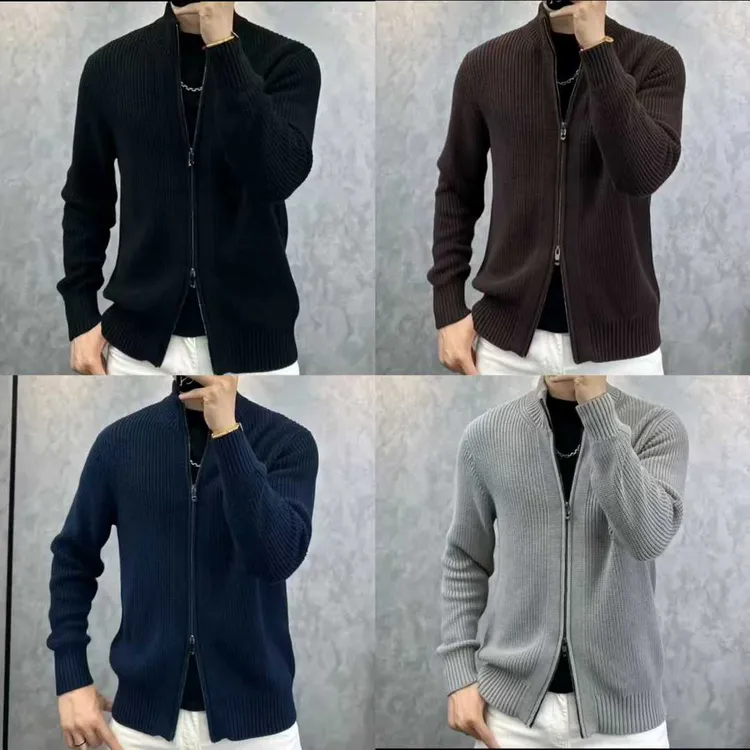 6650  新款男士时尚休闲立领针织开衫