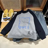 吴小越w1813男童秋冬中领加绒考拉绒韩版t恤长袖中大童儿童打底衫