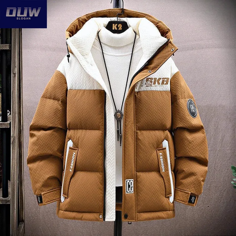 O.U.W羽绒服冬季2025新款潮流帅气宽松男士白鸭绒连帽外套上衣ins