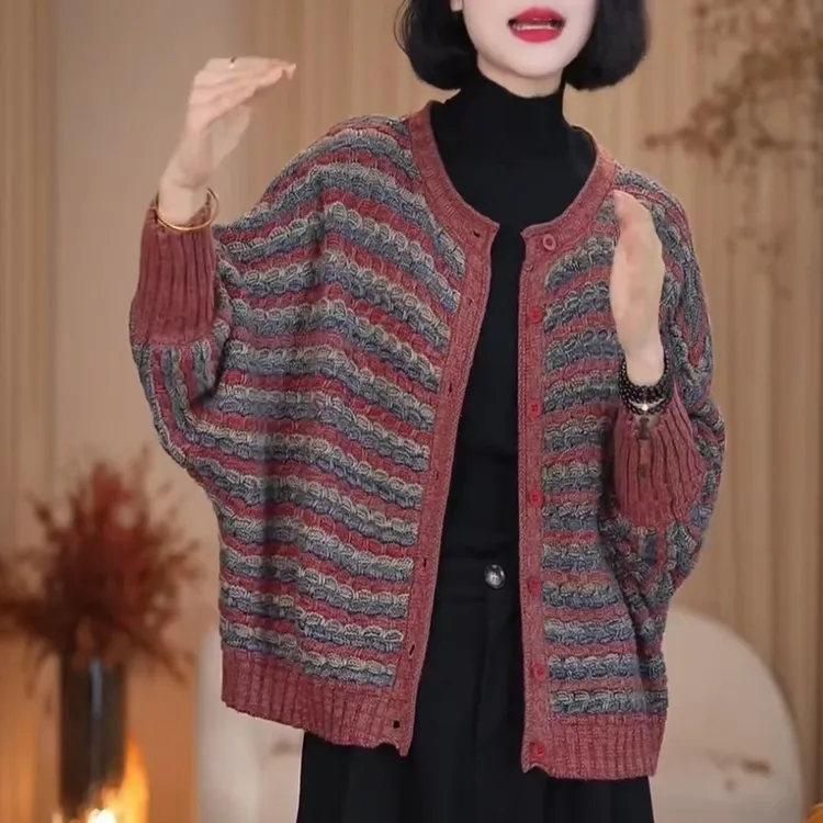 【一衣两穿 】9披肩新款上档次针织开衫毛衣外套蝙蝠袖洋气减龄