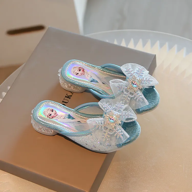 女童凉拖鞋2025夏季新款爱莎公主鞋软底高跟小女孩公主凉鞋女童