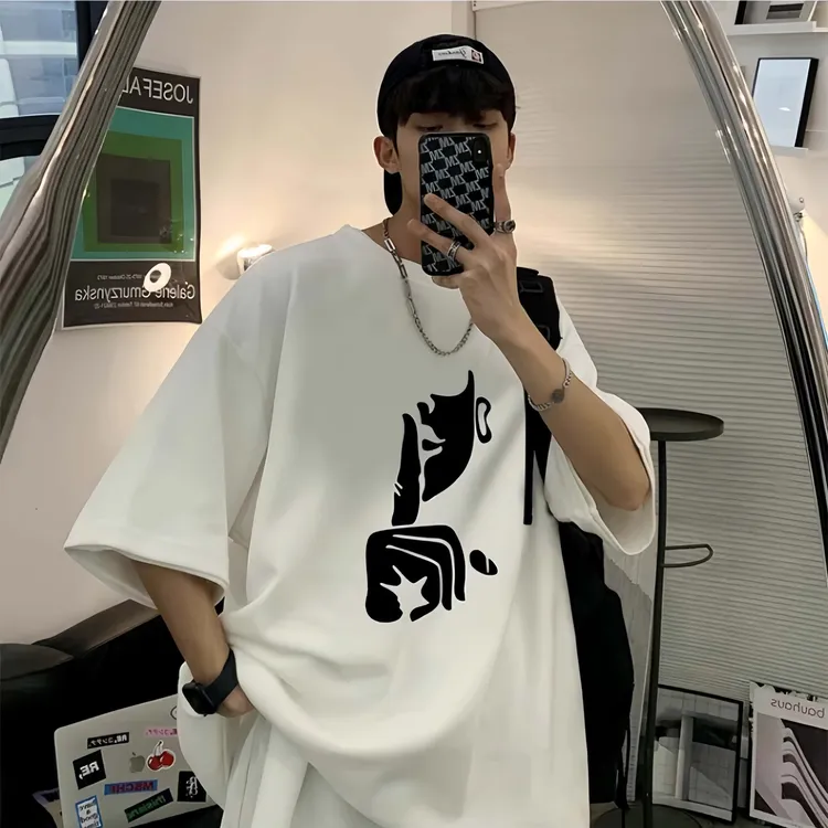 夏季新款重磅美式复古纯棉潮牌宽松短袖T恤男圆领半袖休闲上衣ins