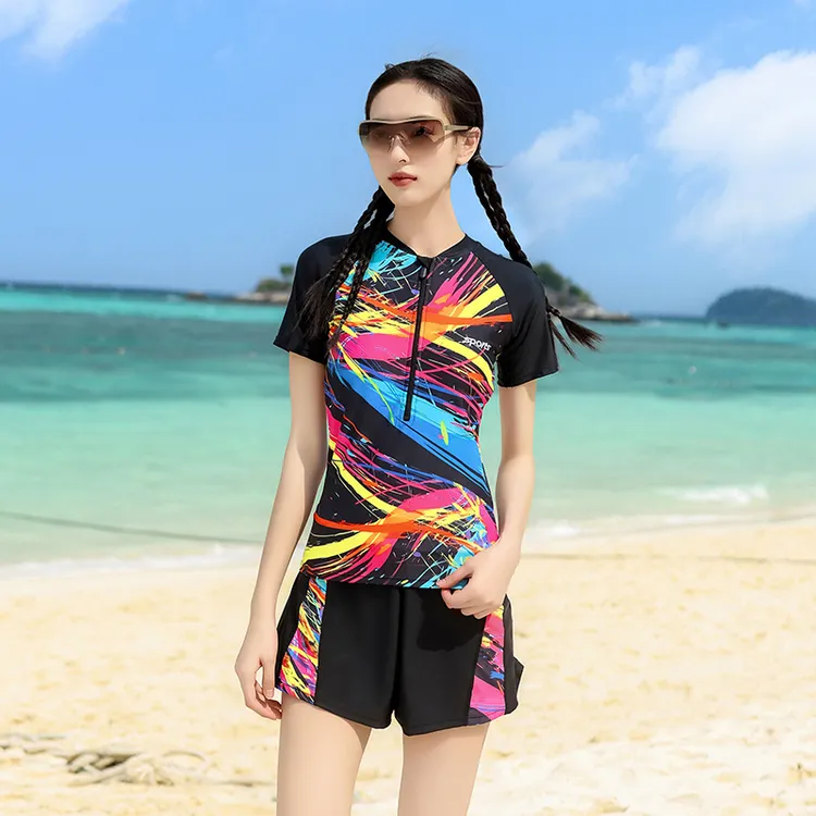 【9058经典款】运动女分体泳衣保守遮肉显瘦大码适合运动泡温泉游泳