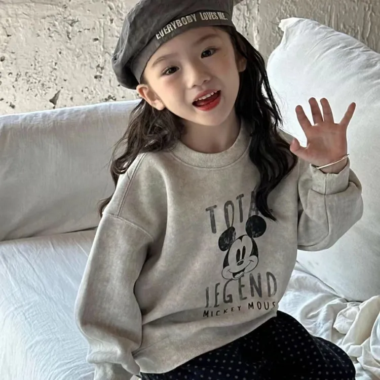 【现货】新款春秋女童爆款流行洋气潮舒适百搭甜美套头长袖卡通卫衣