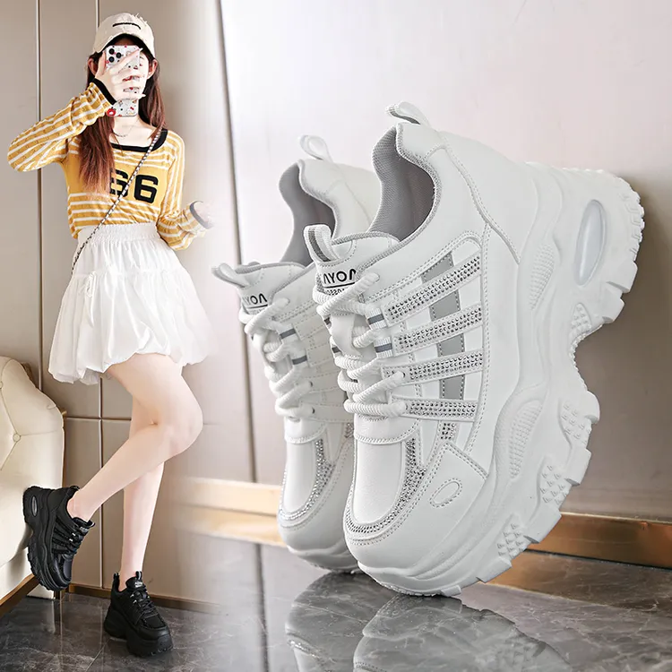 2025新款老爹鞋女2025新款夏厚底皮面休闲运动鞋女鞋百搭夏季秋季