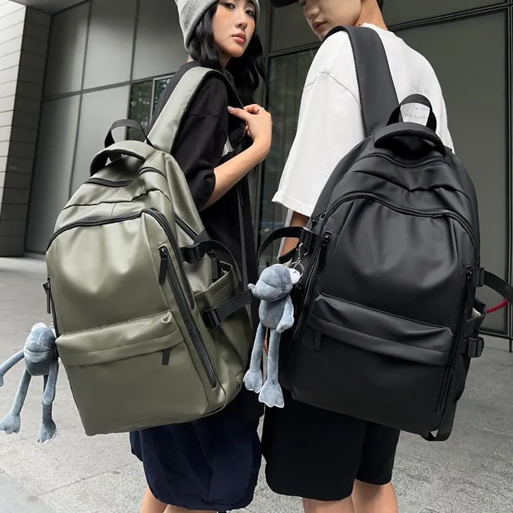 FAVMARTHA-质感防水双肩包潮男初中生书包女大学生大容量骑行机车