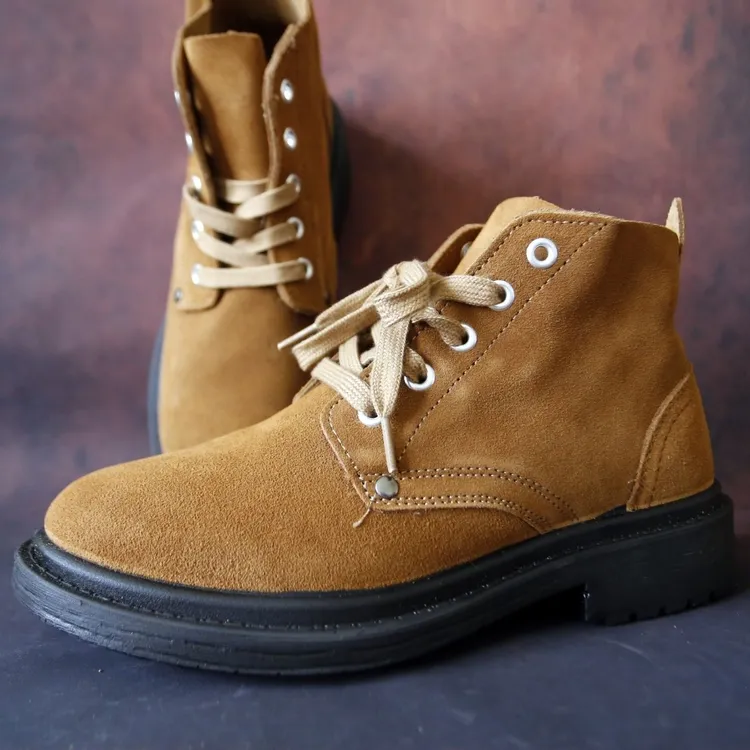 翻毛牛皮劳保鞋男透气大头鞋橡胶底电焊工牛皮膛底户外高帮工作鞋