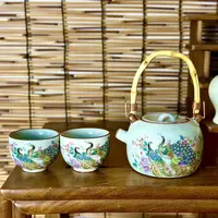 仿宋汝窑开片可养提梁壶精致防烫泡茶壶茶杯高档家用功夫茶具