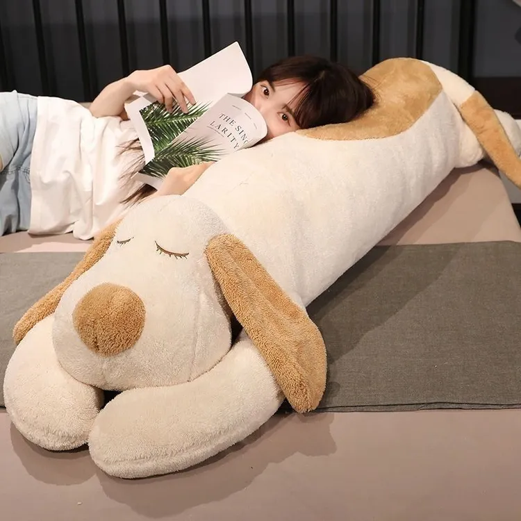 白色全长1.3米趴趴狗公仔娃娃可爱毛绒玩具软可拆洗男女款睡觉抱