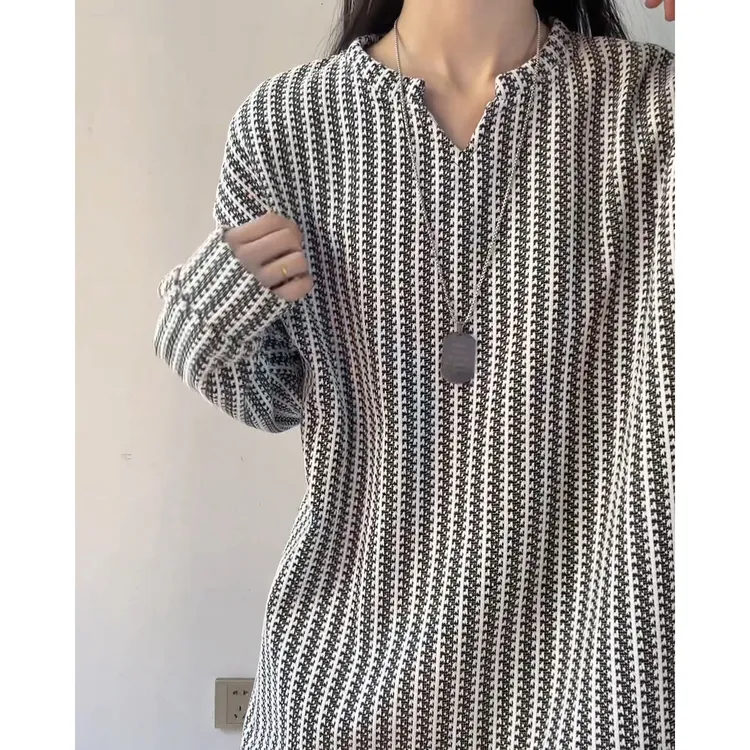 鱼骨纹美式亨利领卫衣男款冬季重磅加绒加厚V领长袖恤内搭打底衫