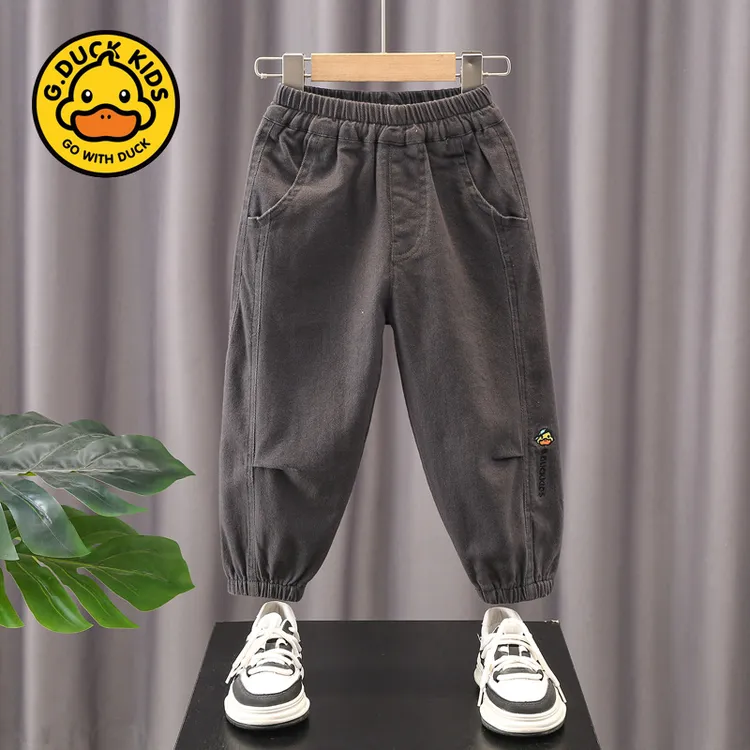 小黄鸭男童秋装休闲裤子韩版2025新款洋气儿童春秋季时髦宽松长裤
