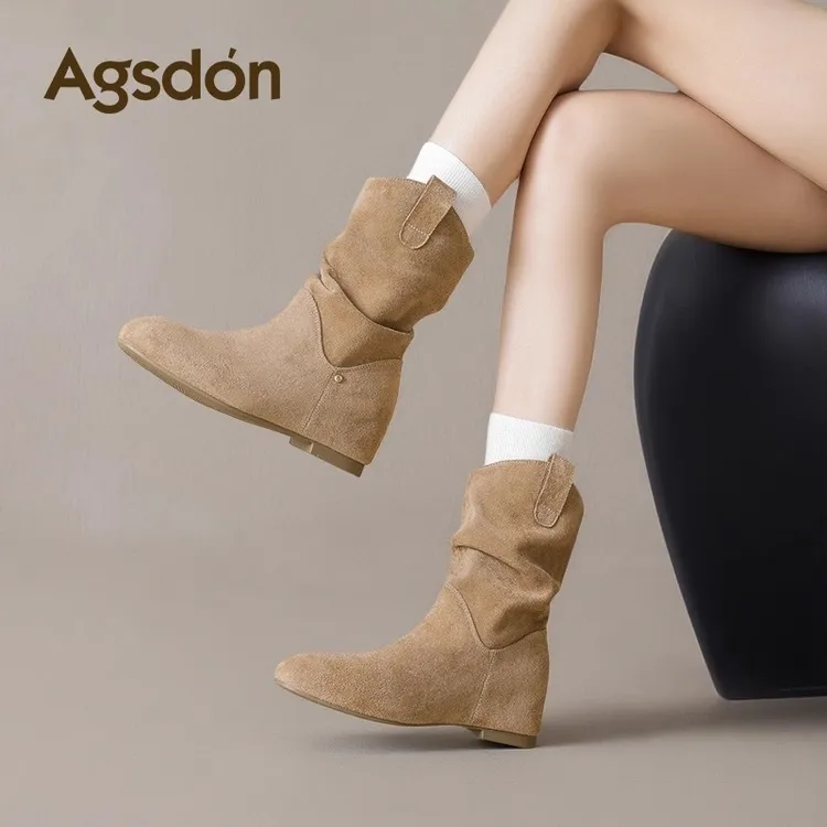 奥古狮登短靴女款2025新款秋季内增高勃肯靴美拉德西部堆堆靴H