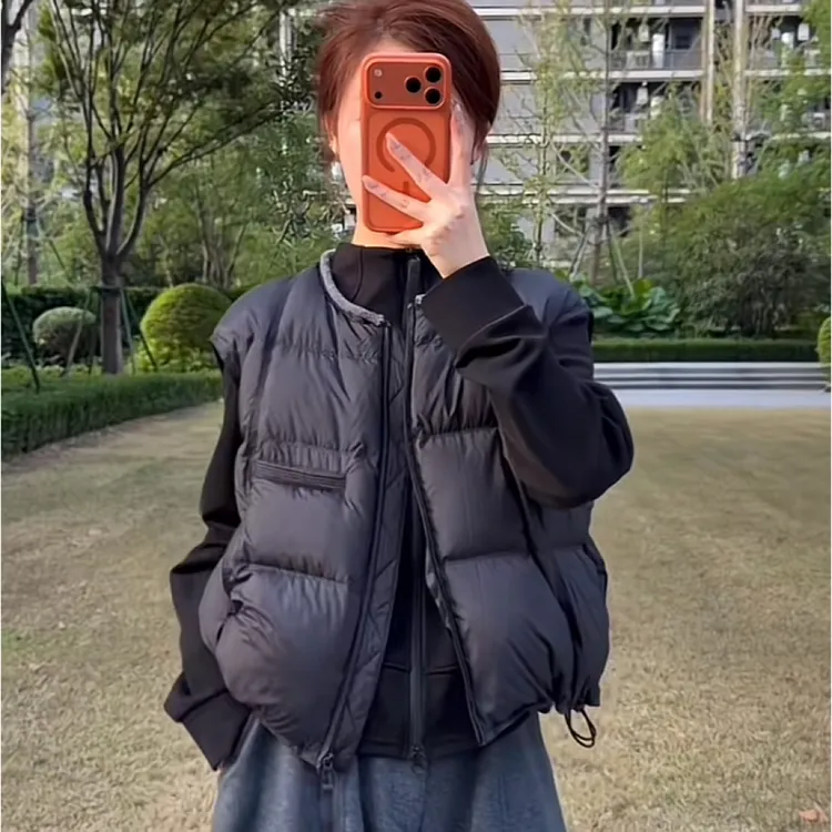 正版2025秋冬爆款白鸭绒时尚马甲女装流行超好看无袖马夹短外套