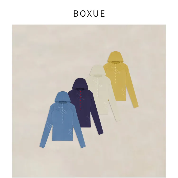 BOXUE“净度空间”2025秋季高级感轻奢排扣连帽卫衣#250802WY3332
