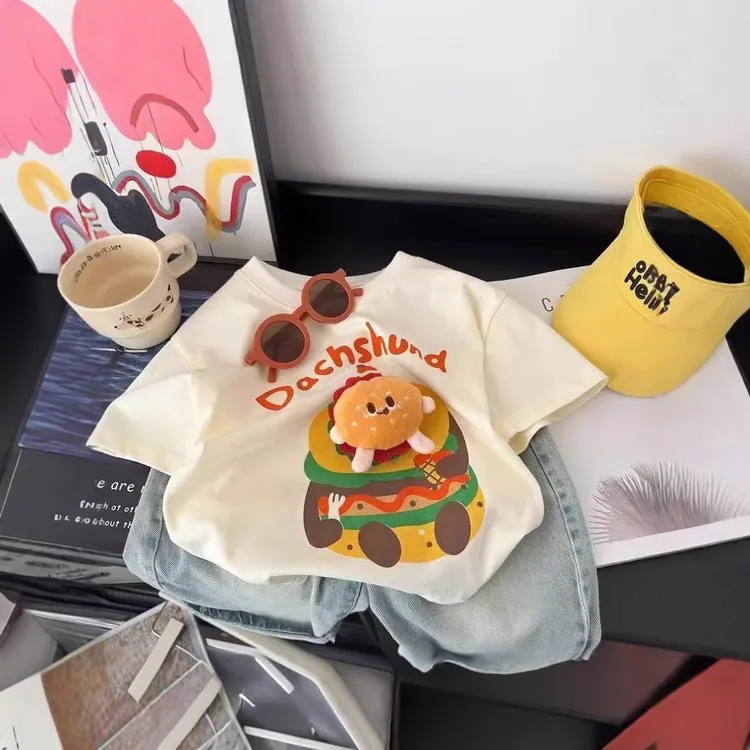 男女童夏季短袖T恤2025新款儿童洋气卡通短袖宝宝上衣薄款休闲潮