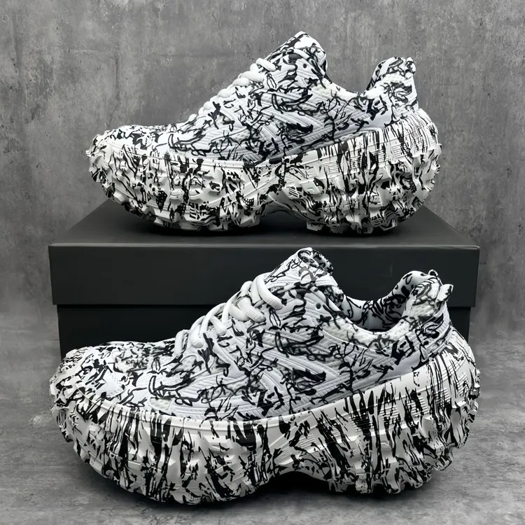 涂鸦水墨画轮胎鞋2025春季新款男女时尚潮流厚底增高休闲鞋老爹鞋