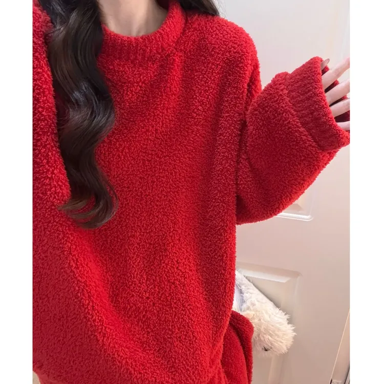 浪莎半边绒睡衣秋冬女冬季新款加绒加厚保暖纯色家居服套装可外穿