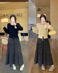 长2025秋季大码胖mm气质上衣显瘦碎花半身裙两件套68691+80457
