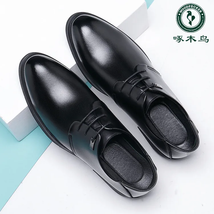 啄木鸟温州男鞋四季皮鞋大码正装皮鞋内系带商务皮鞋
