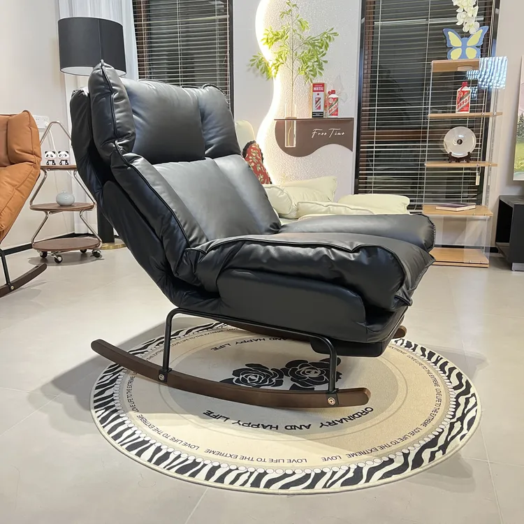 现代简约带腿托皮质摇椅折叠椅