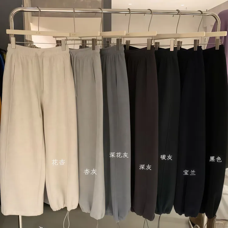 H-XL冬季加厚两穿休闲运动裤女韩版抽绳阔腿休闲裤加绒卫裤55108