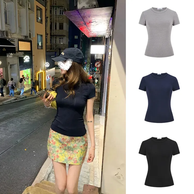 Moses Queen/魔西女王亲肤软糯正肩短袖T恤圆领/V领高智修身上衣