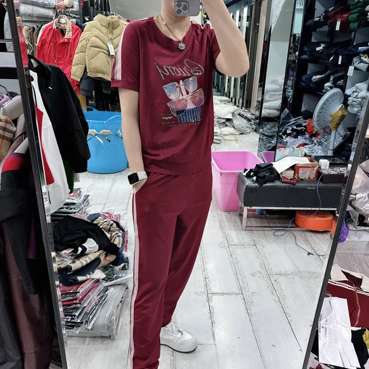 韩货优质眼镜图亮钻小脚裤时尚套装7960品