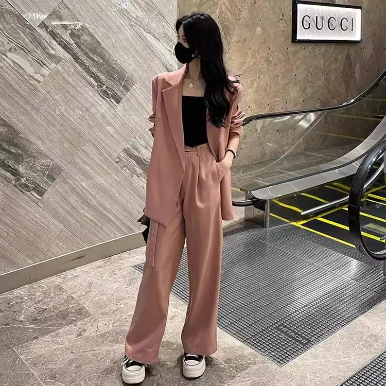 时尚套装女2025春季新款时髦洋气休闲宽松西服外套阔腿裤两件套潮